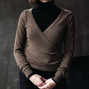 Merino Wrap Cardigan - nutmeg brown